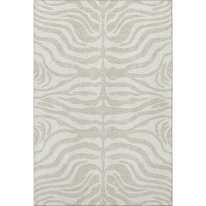 HomeRoots 9' X 12' Stylish Beige & Ivory Animal Print Area Rug - Washable, UV Protected, Stain Resistant! 681736