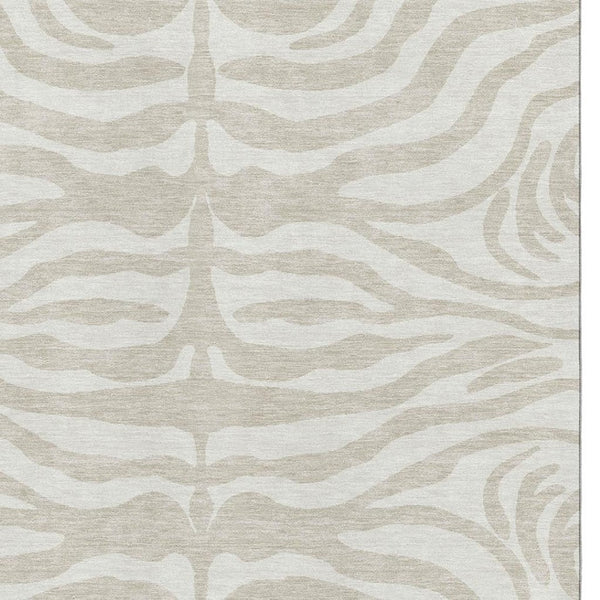 HomeRoots 10' X 14' Beige And Ivory Animal Print Area Rug - Washable, UV Protected, Durable for Family Homes 681737