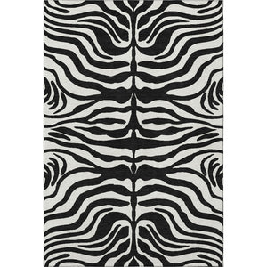 HomeRoots 5' X 8' Black And Ivory Animal Print Rug - Washable, Stain Resistant, UV Protected for High Traffic Areas 681739