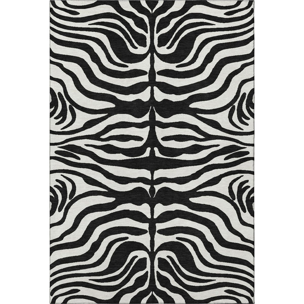 HomeRoots 5' X 8' Black And Ivory Animal Print Rug - Washable, Stain Resistant, UV Protected for High Traffic Areas 681739