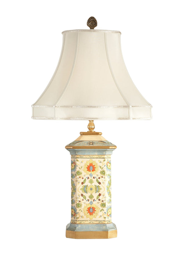 Chelsea House Kenton Hand-Painted Floral Accent Lamp With Brass Trim And Eggshell Bell Shade For Elegant Rooms 68174