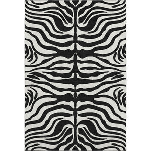 HomeRoots 9' X 12' Stylish Black and Ivory Animal Print Area Rug - Washable, UV Protected, Perfect for Homes! 681742