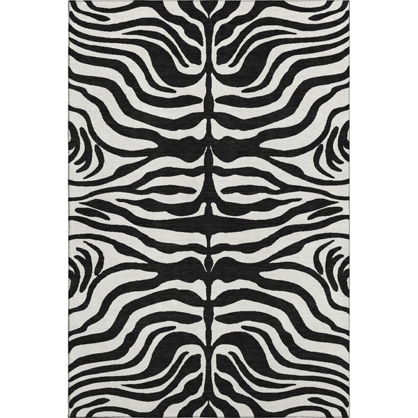 HomeRoots 9' X 12' Stylish Black and Ivory Animal Print Area Rug - Washable, UV Protected, Perfect for Homes! 681742