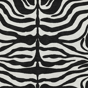 HomeRoots 9' X 12' Stylish Black and Ivory Animal Print Area Rug - Washable, UV Protected, Perfect for Homes! 681742