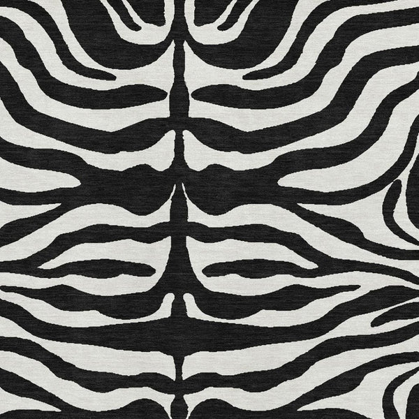 HomeRoots 9' X 12' Stylish Black and Ivory Animal Print Area Rug - Washable, UV Protected, Perfect for Homes! 681742