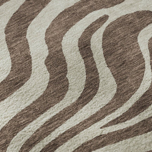 HomeRoots 8' Brown and Beige Animal Print Washable Round Rug – Durable, Stylish, UV-Protected for Any Space 681746