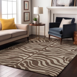 HomeRoots 8' X 10' Stylish Brown & Beige Animal Print Area Rug - Washable, UV Protected, Perfect for Busy Homes 681747
