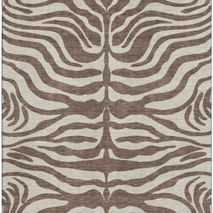 HomeRoots 8' X 10' Stylish Brown & Beige Animal Print Area Rug - Washable, UV Protected, Perfect for Busy Homes 681747