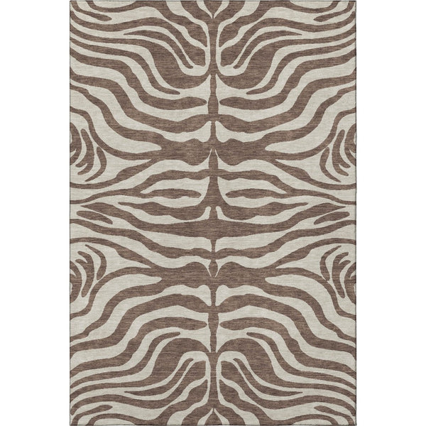 HomeRoots 8' X 10' Stylish Brown & Beige Animal Print Area Rug - Washable, UV Protected, Perfect for Busy Homes 681747