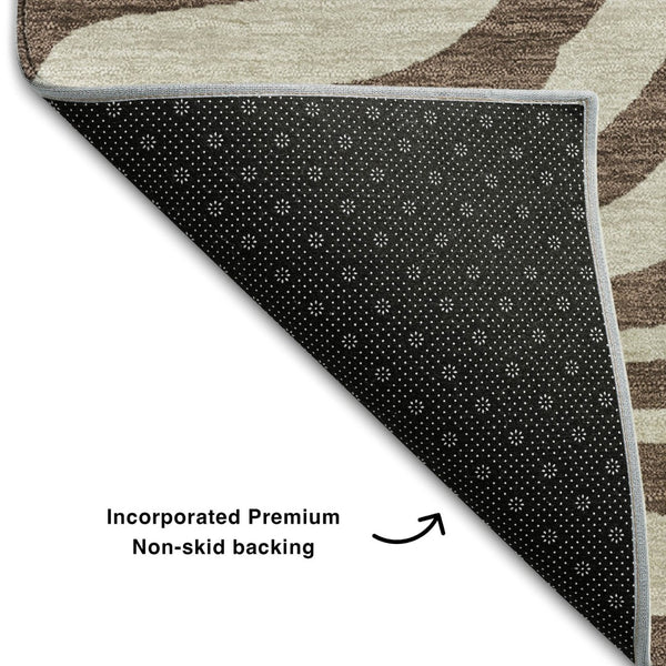 HomeRoots 9' X 12' Brown & Beige Animal Print Area Rug - Durable, Washable, UV-Protected for Modern Homes 681748
