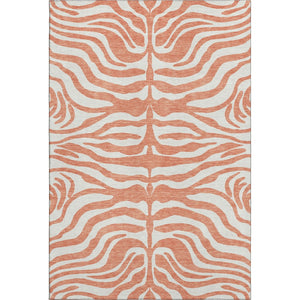 HomeRoots 5' X 8' Coral & Ivory Animal Print Area Rug - Washable, Durable, UV-Protected, Stylish Home Decor 681751