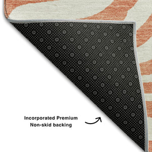 HomeRoots 5' X 8' Coral & Ivory Animal Print Area Rug - Washable, Durable, UV-Protected, Stylish Home Decor 681751