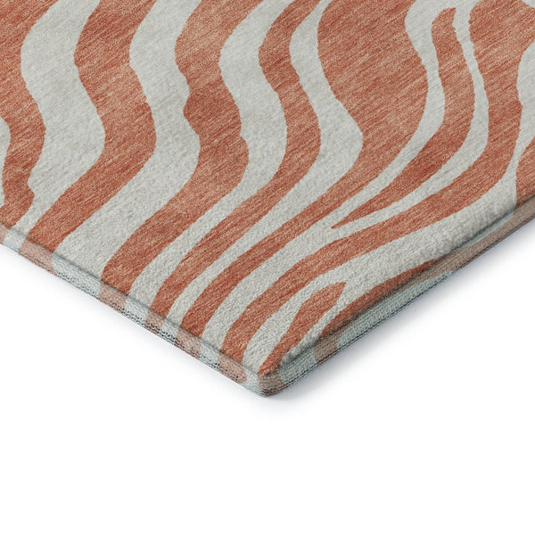 HomeRoots 5' X 8' Coral & Ivory Animal Print Area Rug - Washable, Durable, UV-Protected, Stylish Home Decor 681751