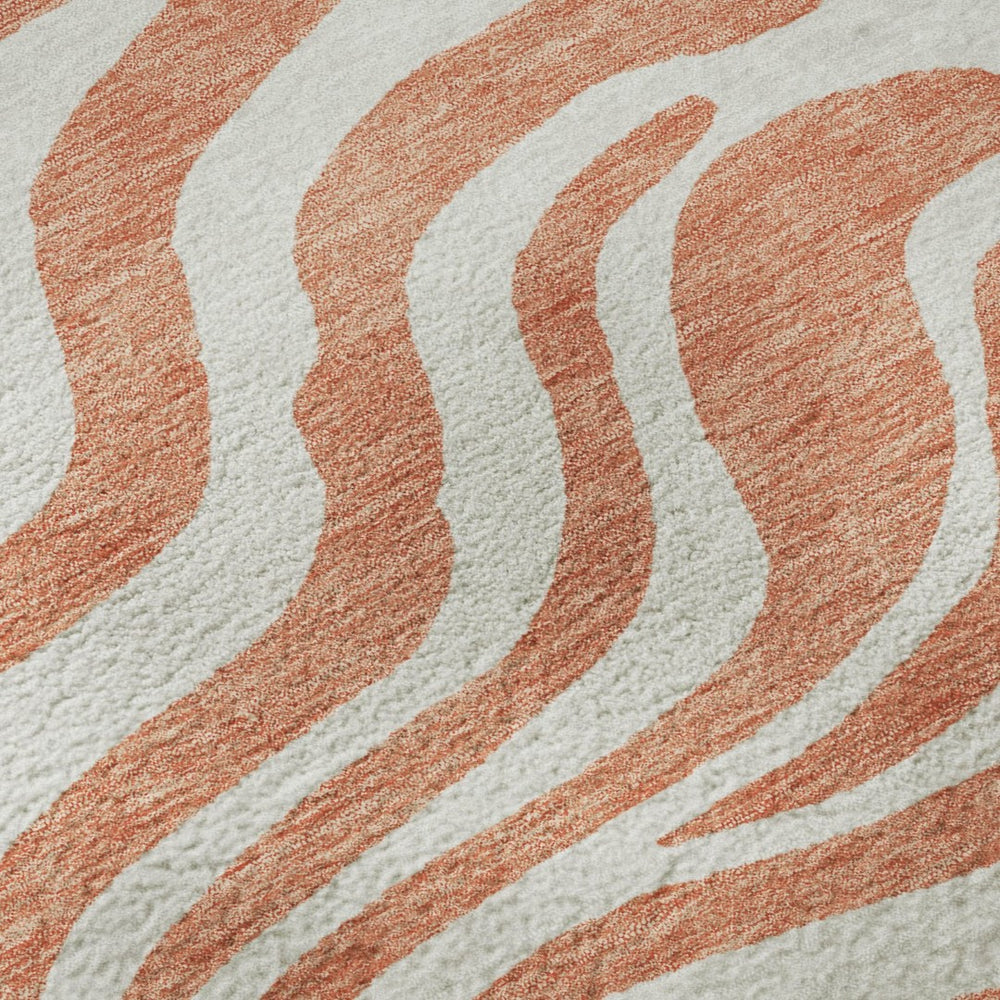 HomeRoots 9' X 12' Coral & Ivory Animal Print Washable Area Rug - Stylish, Durable, UV Protected & Easy Care! 681754