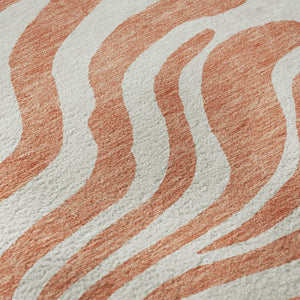 HomeRoots 9' X 12' Coral & Ivory Animal Print Washable Area Rug - Stylish, Durable, UV Protected & Easy Care! 681754