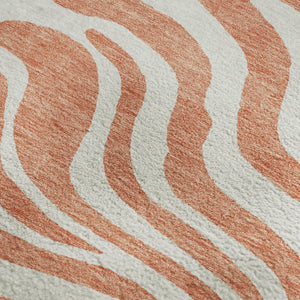 HomeRoots 9' X 12' Coral & Ivory Animal Print Washable Area Rug - Stylish, Durable, UV Protected & Easy Care! 681754