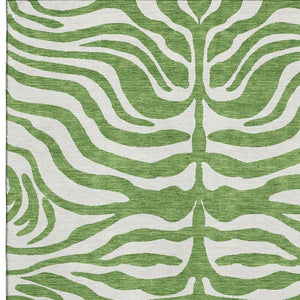 HomeRoots 8' X 10' Stylish Green and Ivory Animal Print Area Rug – Washable, UV Protected, Perfect for Homes! 681759
