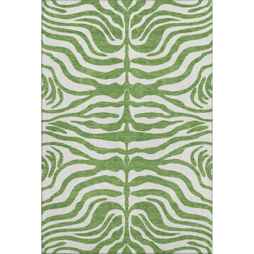 HomeRoots 10' X 14' Stylish Green and Ivory Animal Print Area Rug - Washable, UV Protected, and Stain Resistant! 681761