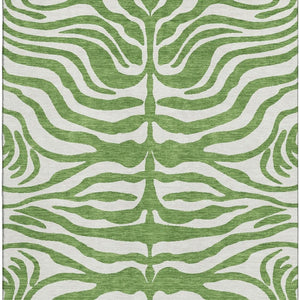 HomeRoots 10' X 14' Stylish Green and Ivory Animal Print Area Rug - Washable, UV Protected, and Stain Resistant! 681761