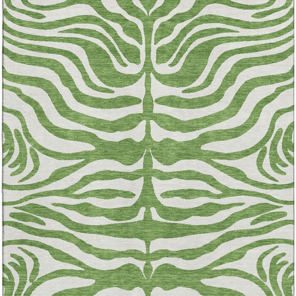 HomeRoots 10' X 14' Stylish Green and Ivory Animal Print Area Rug - Washable, UV Protected, and Stain Resistant! 681761