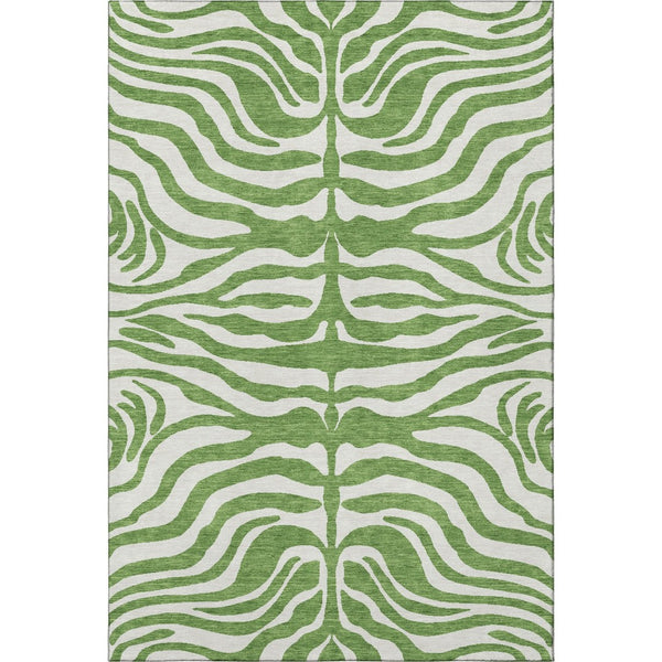 HomeRoots 10' X 14' Stylish Green and Ivory Animal Print Area Rug - Washable, UV Protected, and Stain Resistant! 681761