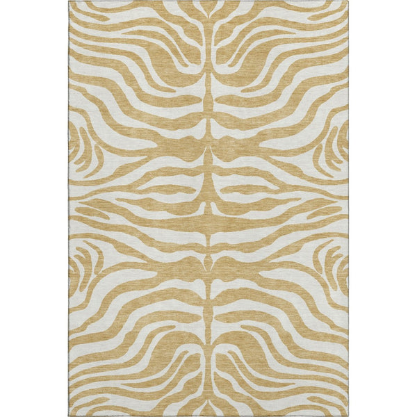 HomeRoots 8' X 10' Gold and Ivory Animal Print Area Rug – Stylish, Washable, Stain Resistant with UV Protection! 681765