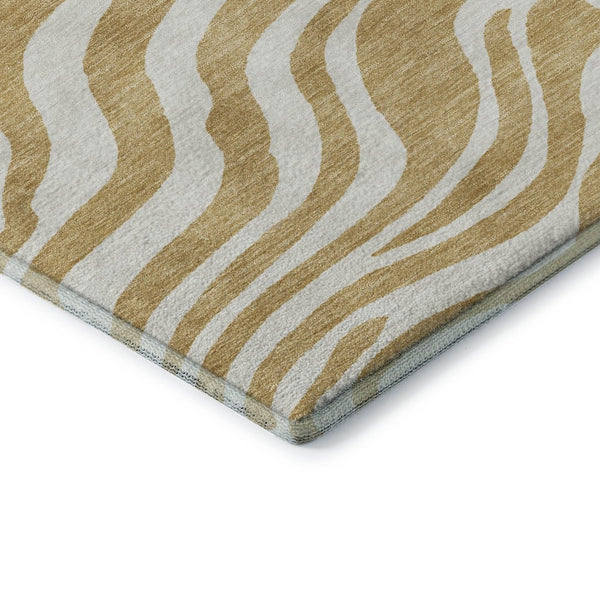 HomeRoots 8' X 10' Gold and Ivory Animal Print Area Rug – Stylish, Washable, Stain Resistant with UV Protection! 681765