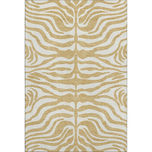 HomeRoots 10' Gold and Ivory Animal Print Area Rug – Washable, UV-Protected, Ideal for High-Traffic Homes! 681767
