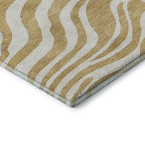 HomeRoots 10' Gold and Ivory Animal Print Area Rug – Washable, UV-Protected, Ideal for High-Traffic Homes! 681767