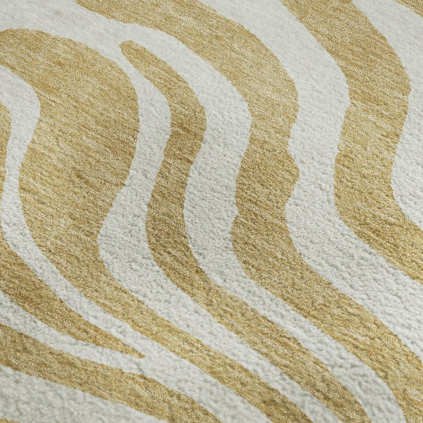 HomeRoots 10' Gold and Ivory Animal Print Area Rug – Washable, UV-Protected, Ideal for High-Traffic Homes! 681767