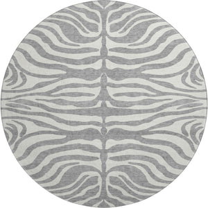 HomeRoots 8' Gray and Ivory Animal Print Rug - Washable, Stain-Resistant, UV-Protected for Busy Homes 681770
