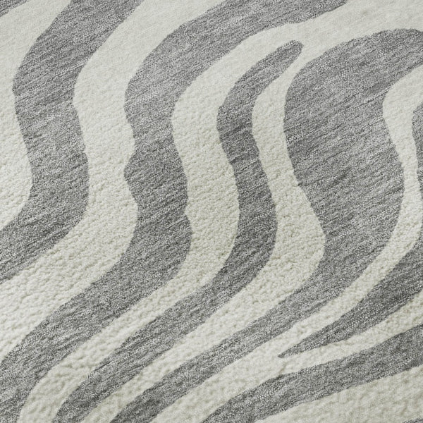 HomeRoots 8' Gray and Ivory Animal Print Rug - Washable, Stain-Resistant, UV-Protected for Busy Homes 681770