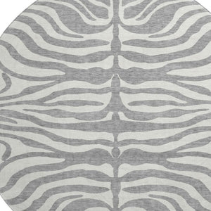 HomeRoots 8' Gray and Ivory Animal Print Rug - Washable, Stain-Resistant, UV-Protected for Busy Homes 681770