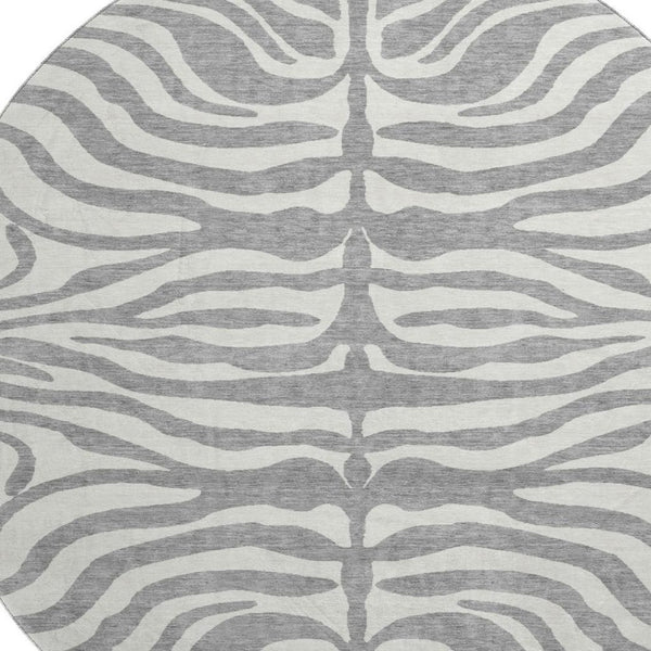 HomeRoots 8' Gray and Ivory Animal Print Rug - Washable, Stain-Resistant, UV-Protected for Busy Homes 681770