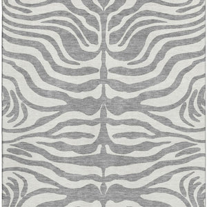 HomeRoots 8' X 10' Gray And Ivory Animal Print Area Rug - Washable, UV-Protected, Stylish & Durable Design 681771