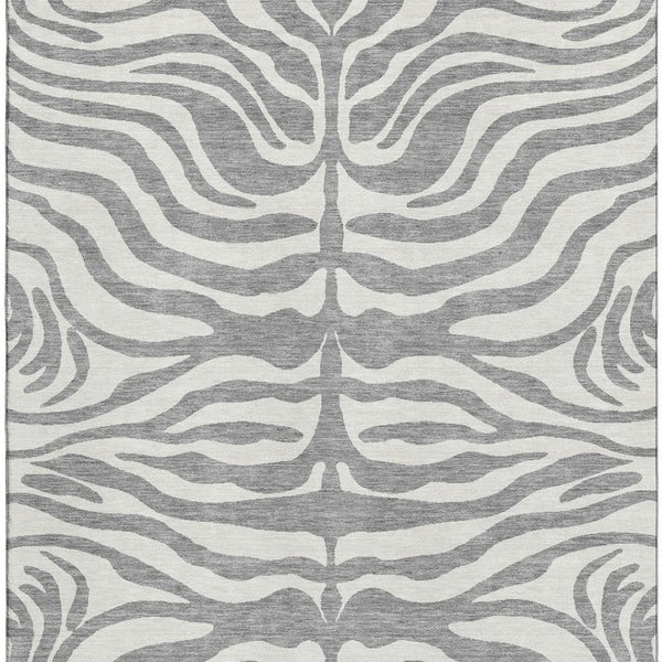 HomeRoots 8' X 10' Gray And Ivory Animal Print Area Rug - Washable, UV-Protected, Stylish & Durable Design 681771
