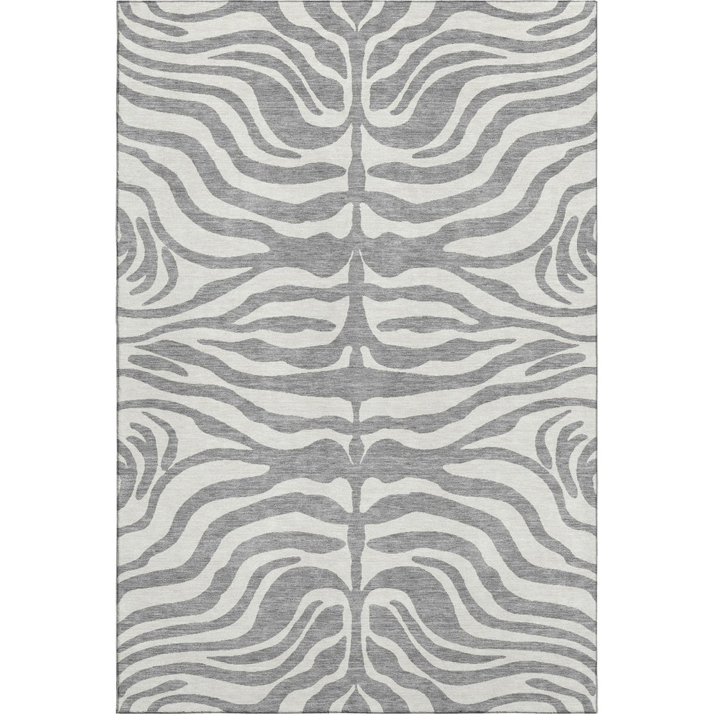 HomeRoots 9' X 12' Stylish Gray & Ivory Animal Print Washable Area Rug with UV Protection for Homes & Pets 681772