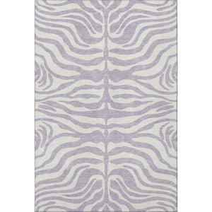 HomeRoots 5' X 8' Stylish Lavender & Ivory Animal Print Washable Area Rug with UV Protection & Easy Care 681775