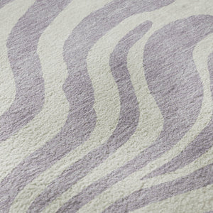 HomeRoots 8' Stylish Lavender and Ivory Animal Print Washable Round Rug with UV Protection for Modern Homes 681776