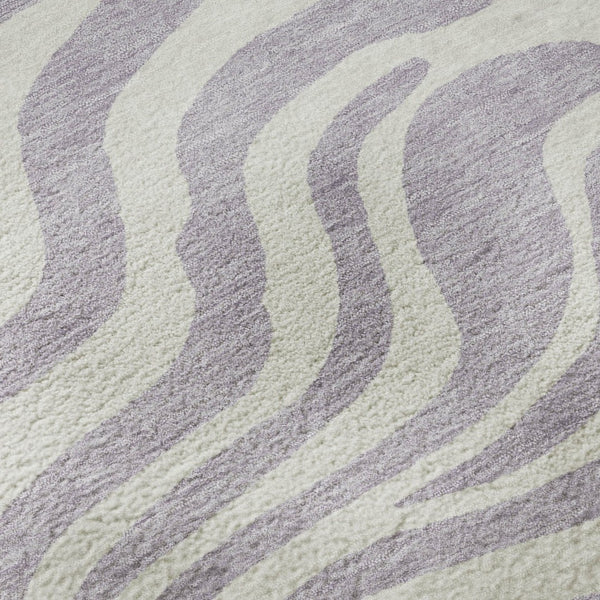 HomeRoots 8' Stylish Lavender and Ivory Animal Print Washable Round Rug with UV Protection for Modern Homes 681776