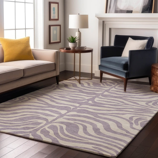 HomeRoots 8' X 10' Stylish Lavender & Ivory Animal Print Area Rug – UV Protected, Washable, Pet-Friendly Design! 681777