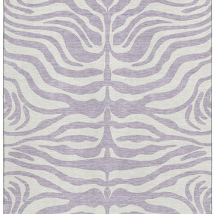 HomeRoots 8' X 10' Stylish Lavender & Ivory Animal Print Area Rug – UV Protected, Washable, Pet-Friendly Design! 681777