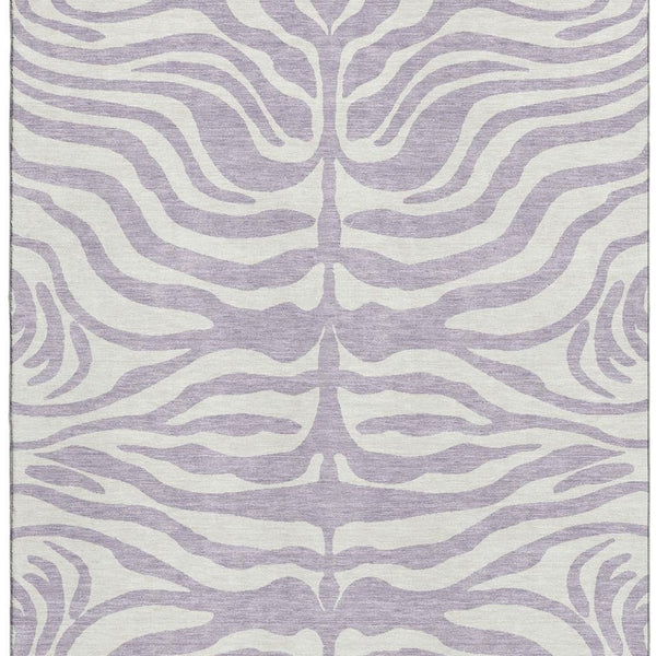 HomeRoots 8' X 10' Stylish Lavender & Ivory Animal Print Area Rug – UV Protected, Washable, Pet-Friendly Design! 681777