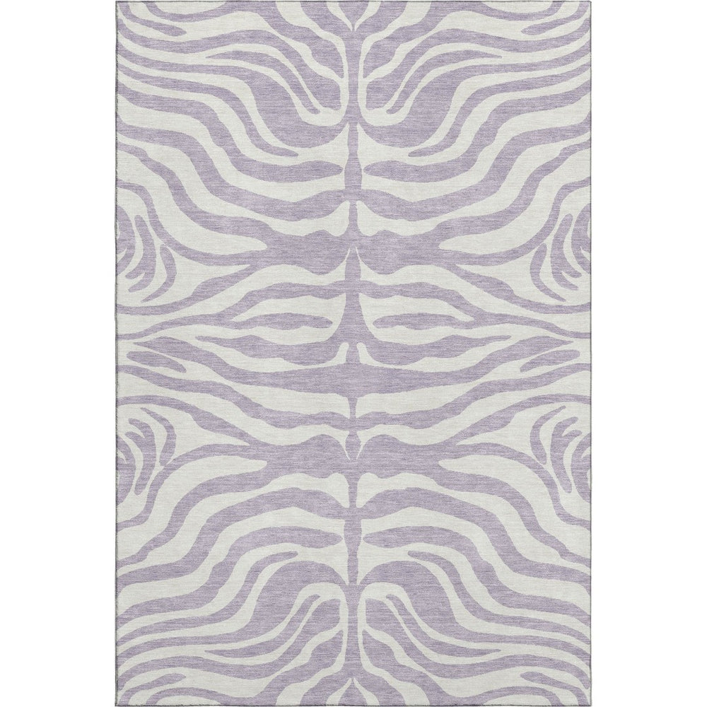 HomeRoots 10' X 14' Stylish Lavender & Ivory Animal Print Area Rug - Washable, Durable, UV Protected Design 681779