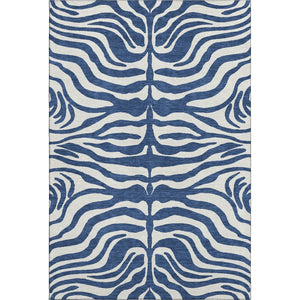 HomeRoots 5' X 8' Navy Blue & Ivory Animal Print Rug - Stylish, Washable, UV-Protected for Pet-Friendly Homes 681781