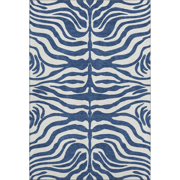 HomeRoots 5' X 8' Navy Blue & Ivory Animal Print Rug - Stylish, Washable, UV-Protected for Pet-Friendly Homes 681781