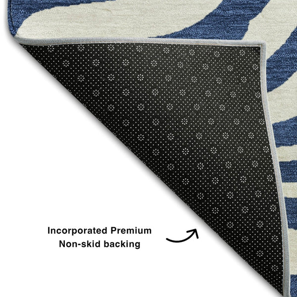HomeRoots 5' X 8' Navy Blue & Ivory Animal Print Rug - Stylish, Washable, UV-Protected for Pet-Friendly Homes 681781