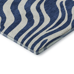 HomeRoots 5' X 8' Navy Blue & Ivory Animal Print Rug - Stylish, Washable, UV-Protected for Pet-Friendly Homes 681781