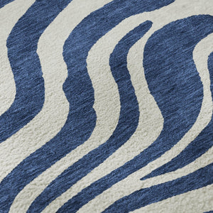 HomeRoots 5' X 8' Navy Blue & Ivory Animal Print Rug - Stylish, Washable, UV-Protected for Pet-Friendly Homes 681781