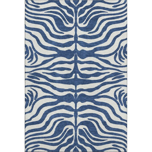 HomeRoots 8' X 10' Navy Blue & Ivory Animal Print Area Rug - Washable, Stain-Resistant, UV-Protected Design! 681783